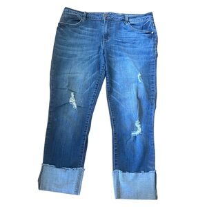 1833 Denim Distressed Cuffed Blue Jeans